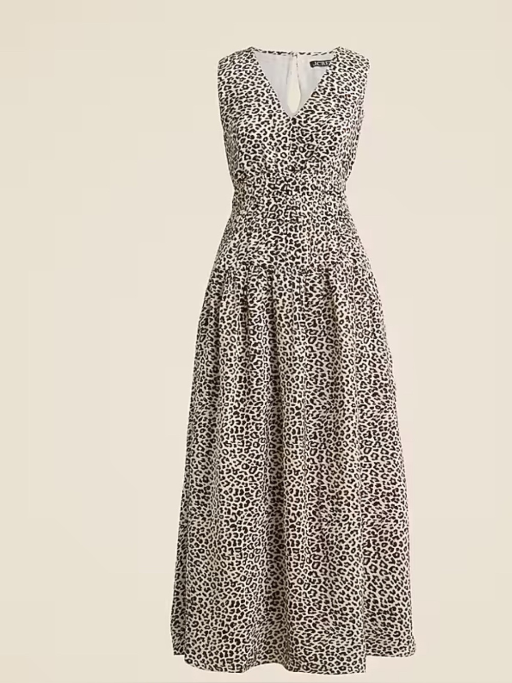 J. Crew Black and White Leopard-Print Sleeveless Midi Dress